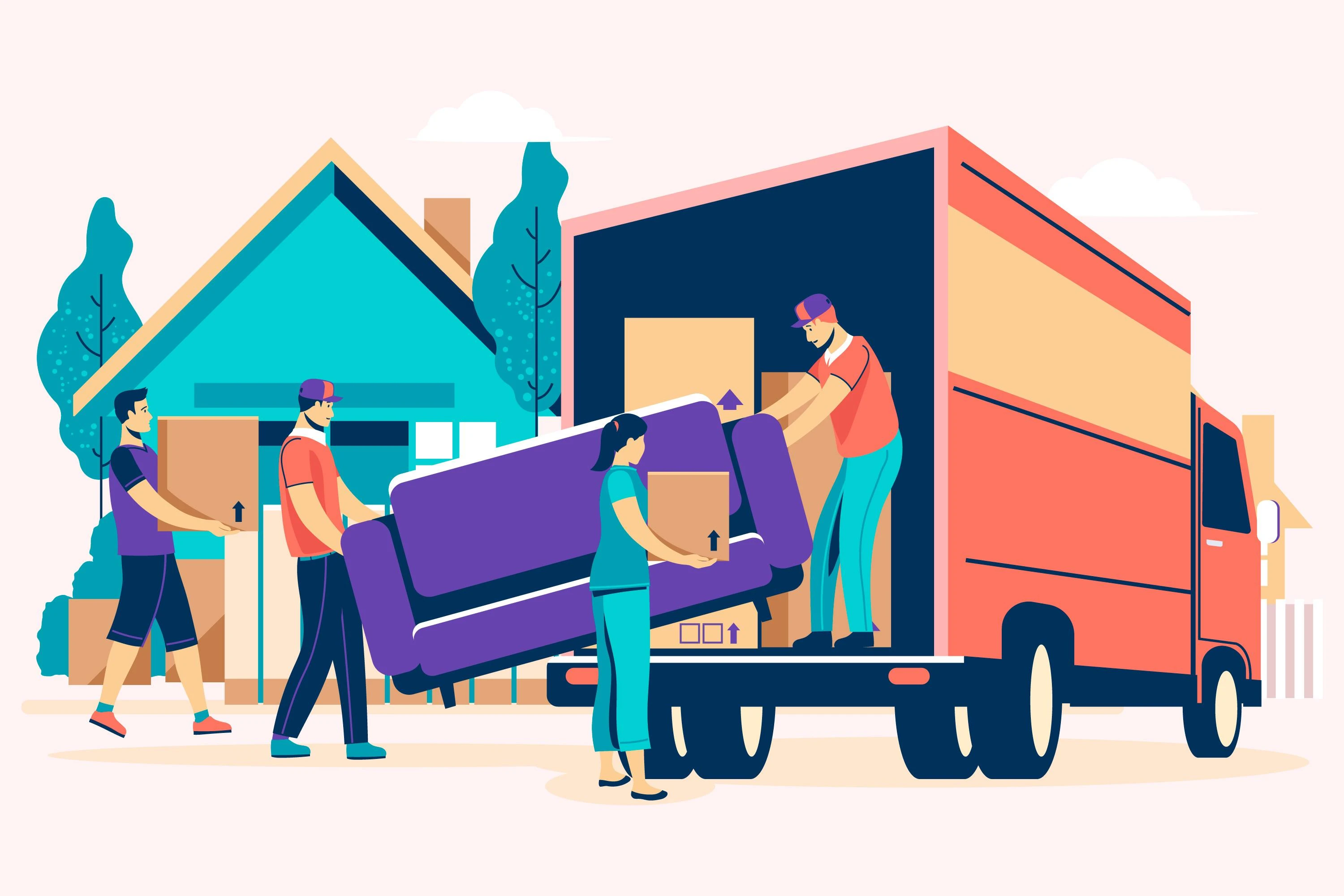 Professional movers carefully handling household belongings